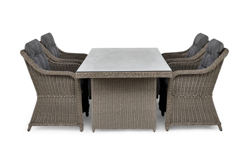 Marcus Spisebordssæt 200 + 4 Lænestole m Hynde, Grå