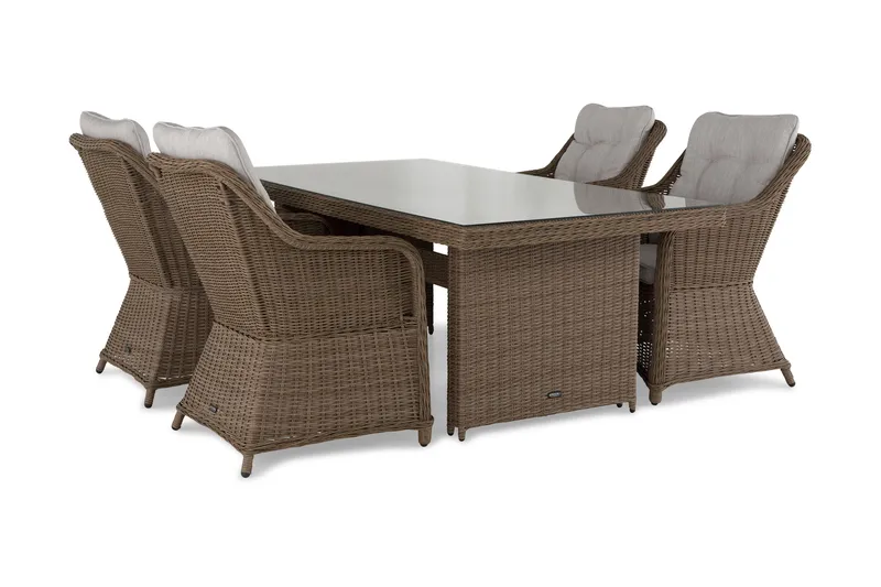 Marcus Spisebordssæt 200 + 4 Lænestole m Hynde - Natur - Havemøbler - Udendørsgruppe - Havesæt