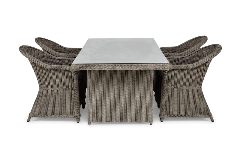 Marcus Spisebordssæt 200 + 4 Light Lænestole m Hynde, Grå