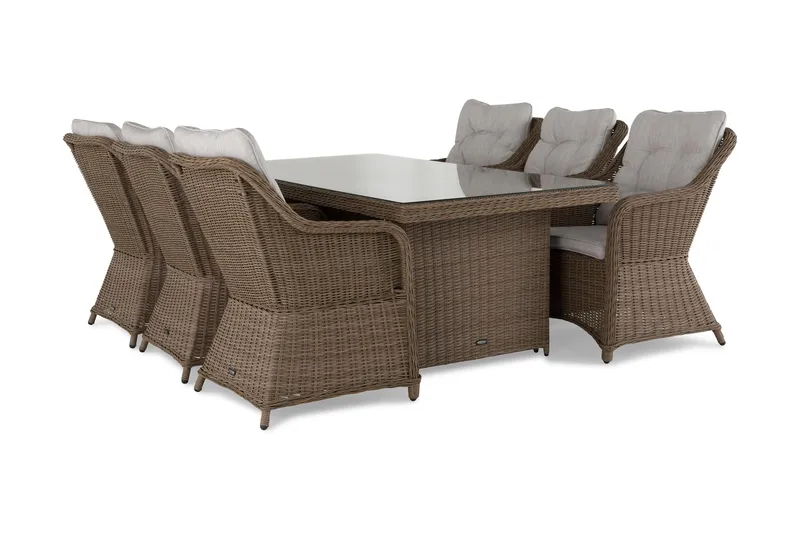 Marcus Spisebordssæt 200 + 6 Lænestole m Hynde - Natur - Havemøbler - Udendørsgruppe - Havesæt