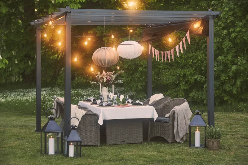 Marcus Spisebordssæt 200 + 6 Light Lænestole m Hynde - Grå - Havemøbler - Udendørsgruppe - Havesæt