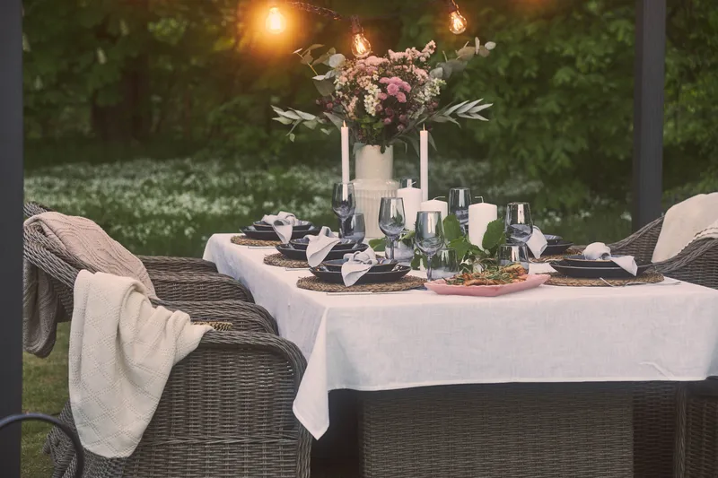 Marcus Spisebordssæt 200 + 6 Light Lænestole m Hynde - Grå - Havemøbler - Udendørsgruppe - Havesæt