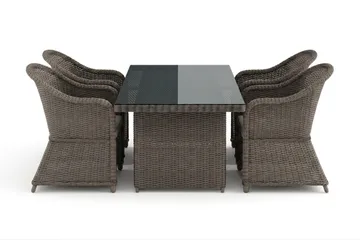 Marcus udendørs spisegruppe 160x90 cm med 4 Marcus Light udendørs lænestole - Grå - Havemøbler - Udendørsgruppe - Havesæt