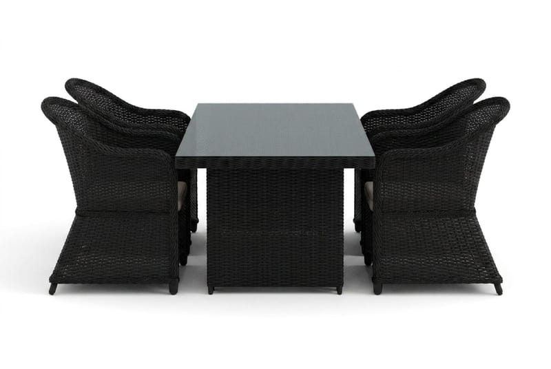 Marcus udendørs spisegruppe 160x90 cm med 4 Marcus Light udendørs lænestole - Sort - Havemøbler - Udendørsgruppe - Havesæt