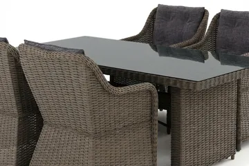 Marcus udendørs spisegruppe 160x90 cm med 4 Marcus udendørs lænestole - Grå - Havemøbler - Udendørsgruppe - Havesæt