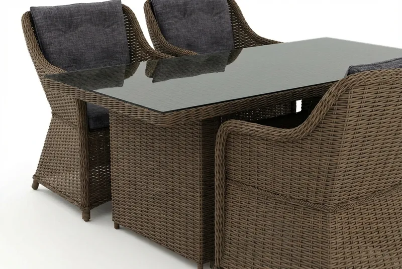 Marcus udendørs spisegruppe 160x90 cm med 4 Marcus udendørs lænestole - Natur - Havemøbler - Udendørsgruppe - Havesæt