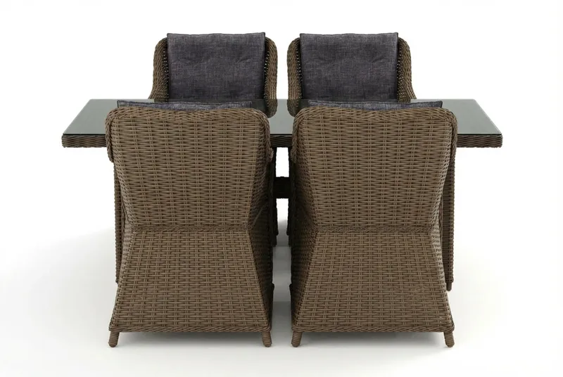 Marcus udendørs spisegruppe 160x90 cm med 4 Marcus udendørs lænestole - Natur - Havemøbler - Udendørsgruppe - Havesæt