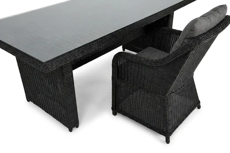 Marcus udendørs spisegruppe 160x90 cm med 4 Marcus udendørs lænestole - Sort - Havemøbler - Udendørsgruppe - Havesæt