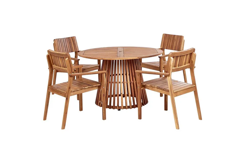 Matsalsset Beliani Agello Ljus trä, 4-Sits, Nej Light wood, undefined
