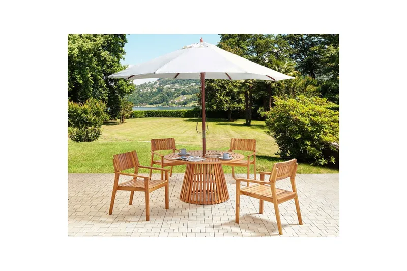 Matsalsset Beliani Agello Ljus trä/beige, 4-Sits, Ja Light wood||Beige - Havemøbler - Udendørsgruppe - Havesæt