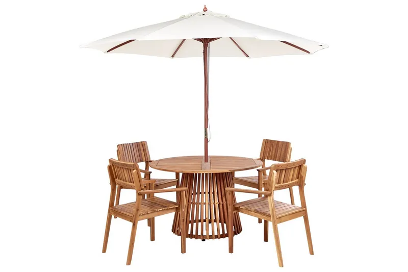 Matsalsset Beliani Agello Ljus trä/beige, 4-Sits, Ja Light wood||Beige, undefined
