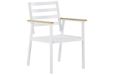 Matsalsset Beliani Cavoli Vit/ljust trä/beige White||Light wood||Beige - Havemøbler - Udendørsgruppe - Havesæt