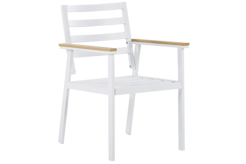 Matsalsset Beliani Cavoli Vit/ljust trä/beige White||Light wood||Beige - Havemøbler - Udendørsgruppe - Havesæt