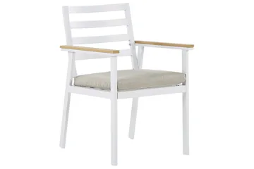 Matsalsset Beliani Cavoli Vit/ljust trä/beige White||Light wood||Beige - Havemøbler - Udendørsgruppe - Havesæt