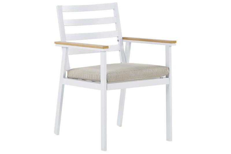 Matsalsset Beliani Cavoli Vit/ljust trä/beige White||Light wood||Beige - Havemøbler - Udendørsgruppe - Havesæt