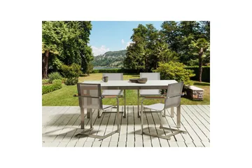 Matsalsset Beliani Cosoleto Grå/Silver, 4-Sits White||Beige||Silver - Havemøbler - Udendørsgruppe - Havesæt