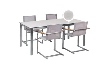 Matsalsset Beliani Cosoleto Grå/Silver, 4-Sits White||Beige||Silver - Havemøbler - Udendørsgruppe - Havesæt