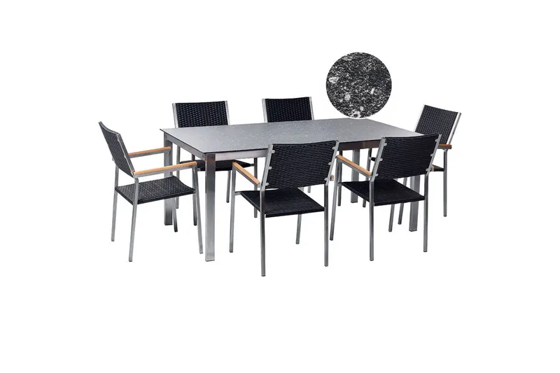 Matsalsset Beliani Cosoleto/Grosseto Grå/Silver, 6-Sits Black||Silver, undefined