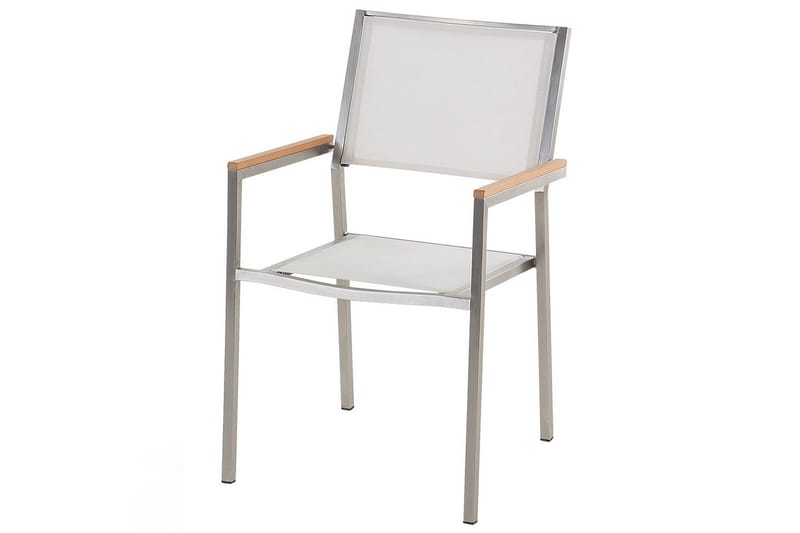 Matsalsset Beliani Cosoleto/Grosseto Grå/Silver, 6-Sits White Marble||Silver - Havemøbler - Udendørsgruppe - Havesæt