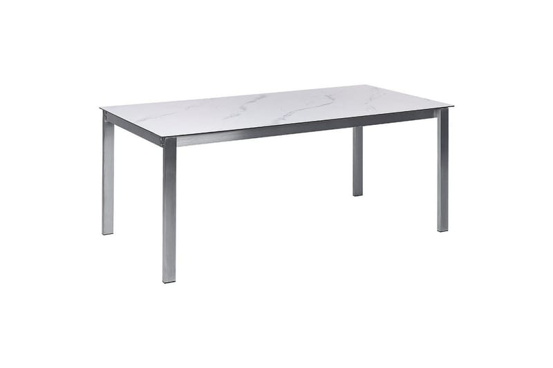 Matsalsset Beliani Cosoleto/Grosseto Grå/Silver, 6-Sits White Marble||Silver - Havemøbler - Udendørsgruppe - Havesæt