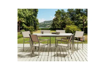 Matsalsset Beliani Cosoleto/Grosseto Grå/Silver, 6-Sits White||Beige||Silver - Havemøbler - Udendørsgruppe - Havesæt
