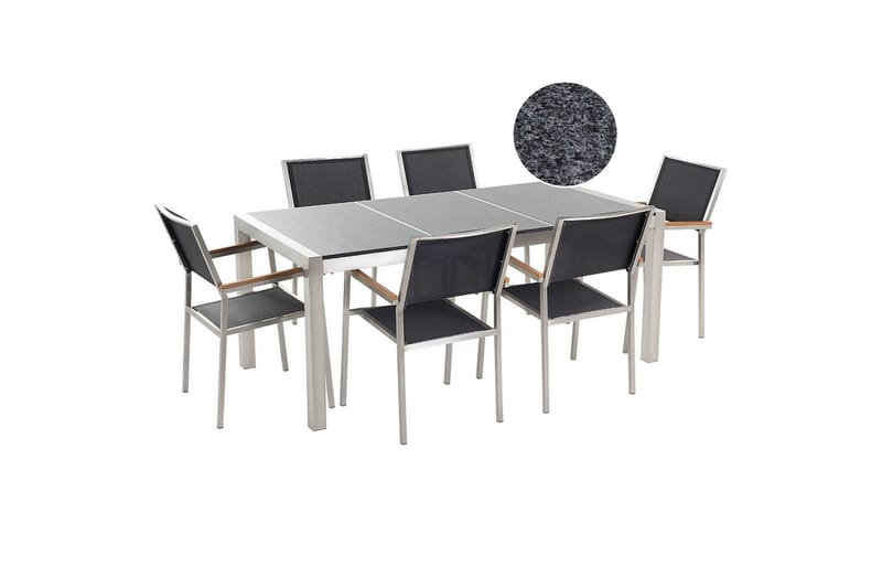 Matsalsset Beliani Grosseto Grafitgrå/Svart/Silver, 6-Sits Graphite grey||Black||Silver, undefined