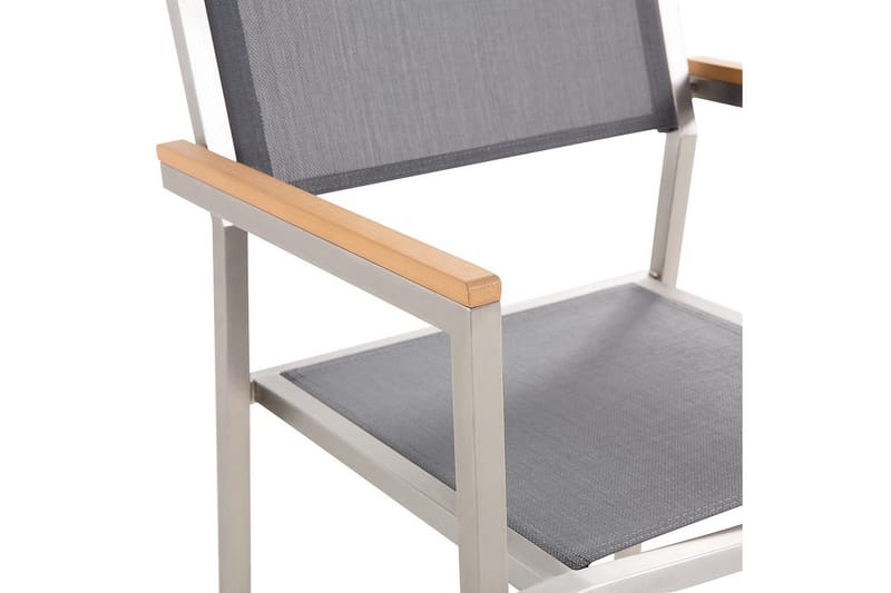 Matsalsset Beliani Grosseto Grafitgrå/Svart/Silver, 6-Sits Grey||Silver - Havemøbler - Udendørsgruppe - Havesæt