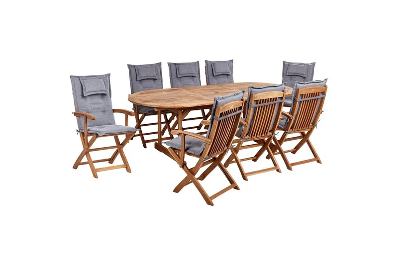 Matsalsset Beliani Maui II Flerfärgad/beige/blå/ljus trä, 8-Sits Light wood||Grey, undefined