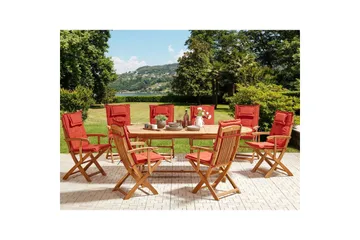 Matsalsset Beliani Maui II Flerfärgad/beige/blå/ljus trä, 8-Sits Light wood||Red