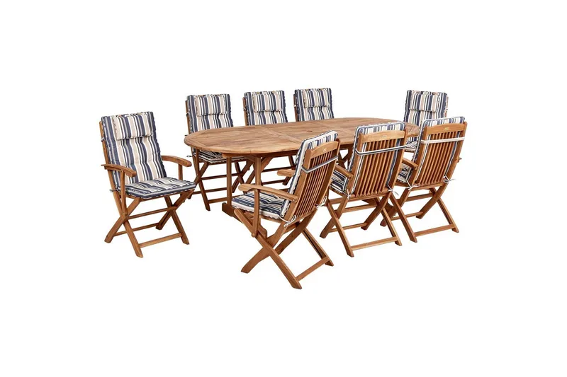 Matsalsset Beliani Maui II Flerfärgad/beige/blå/ljus trä, 8-Sits Multicolor||Beige||blue||Light wood, undefined