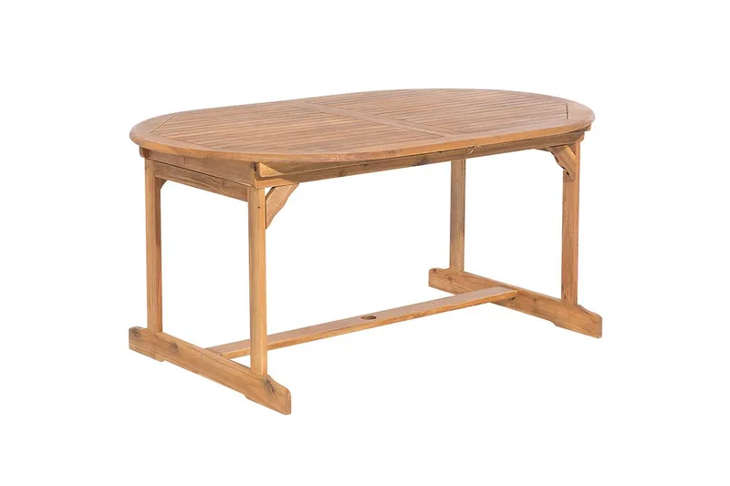 Matsalsset Beliani Maui med parasoll 8-sits Ljus trä/beige Light wood||Beige - Havemøbler - Udendørsgruppe - Havesæt