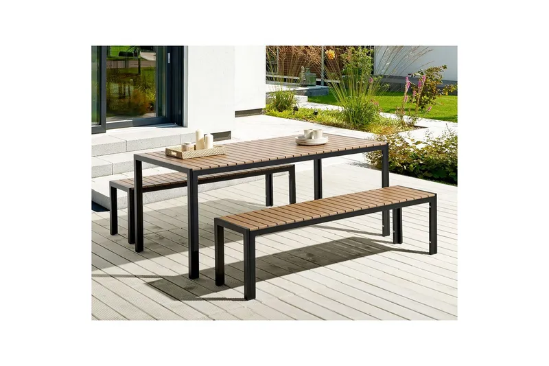 Matsalsset Beliani Nardo Ljus trä/svart Light wood||Black - Havemøbler - Udendørsgruppe - Havesæt