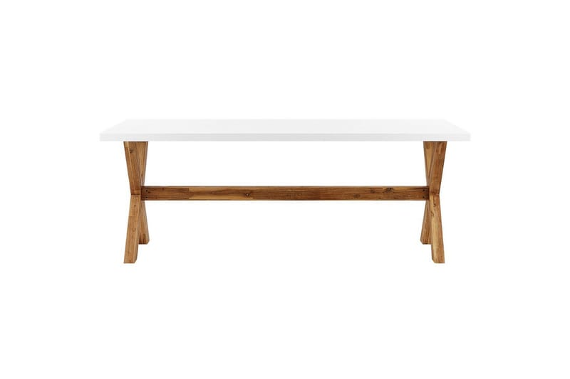 Matsalsset Beliani Olbia 8-Sits White||Light wood - Havemøbler - Udendørsgruppe - Havesæt