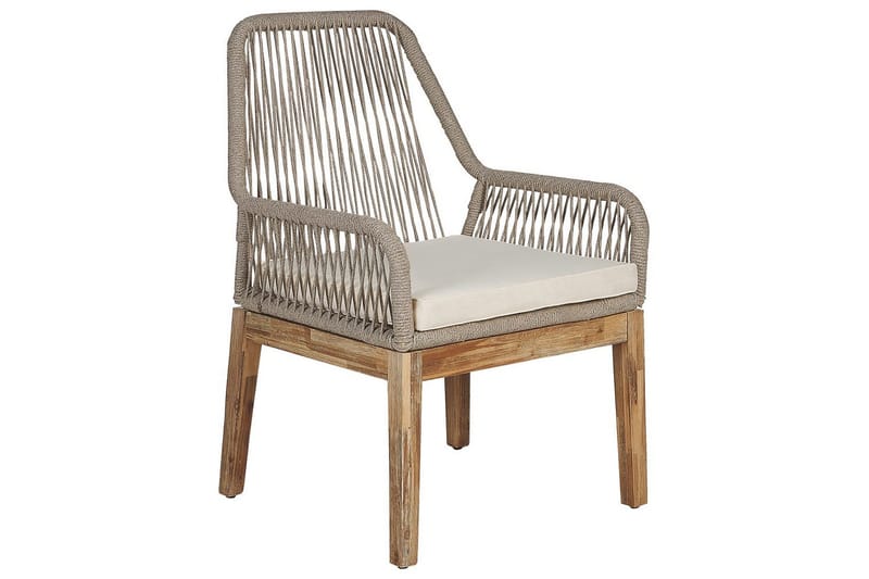 Matsalsset Beliani Oristano Grå/beige/ljus trä, 4-Sits Grey||Beige||Light wood - Havemøbler - Udendørsgruppe - Havesæt
