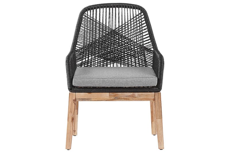 Matsalsset Beliani Oristano Grå/beige/ljus trä, 4-Sits Grey||Black||Light wood - Havemøbler - Udendørsgruppe - Havesæt