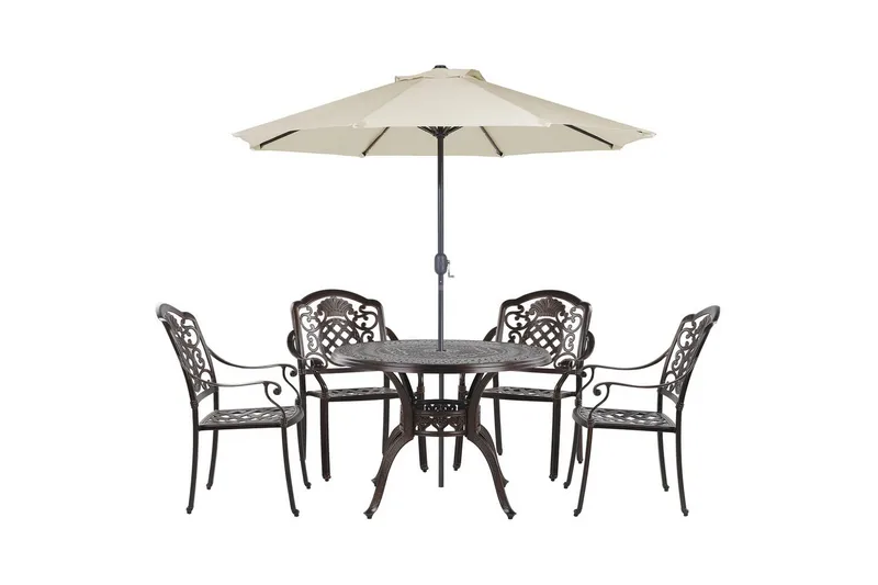 Matsalsset Beliani Salento med parasoll Dark brown