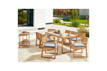 Matsalsset Beliani Sassari II 8-Sits Light wood||blue - Havemøbler - Udendørsgruppe - Havesæt