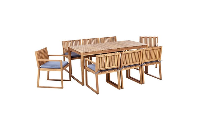 Matsalsset Beliani Sassari II 8-Sits Light wood||blue