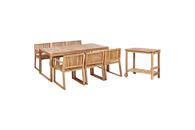 Matsalsset Beliani Sassari II med vagn 6-Sits Light wood, undefined