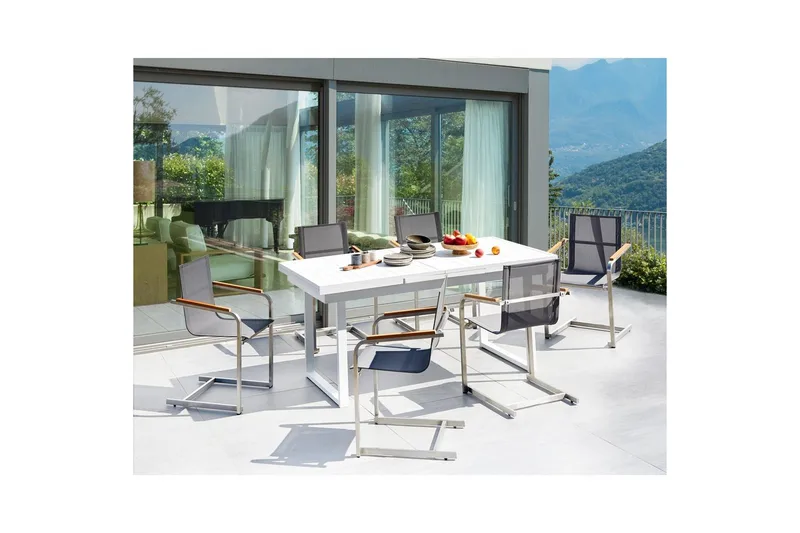 Matsalsset Beliani Valcanetto/Cosoleto Vit/Beige/Silver, 6-Sits White||Grey||Silver - Havemøbler - Udendørsgruppe - Havesæt