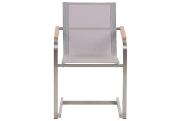 Matsalsset Beliani Valcanetto/Cosoleto Vit/Beige/Silver, 8-Sits White||Beige||Silver - Havemøbler - Udendørsgruppe - Havesæt
