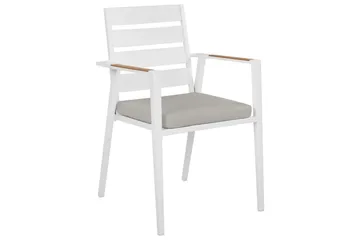 Matsalsset Beliani Valcanetto/Taviano Svart/grått/ljust trä, 6-Sits White||Grey||Light wood - Havemøbler - Udendørsgruppe - Havesæt