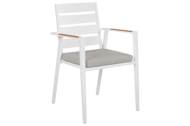 Matsalsset Beliani Valcanetto/Taviano Svart/grått/ljust trä, 6-Sits White||Grey||Light wood - Havemøbler - Udendørsgruppe - Havesæt