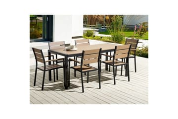 Matsalsset Beliani Vernio Ljus trä/svart Light wood||Black - Havemøbler - Udendørsgruppe - Havesæt