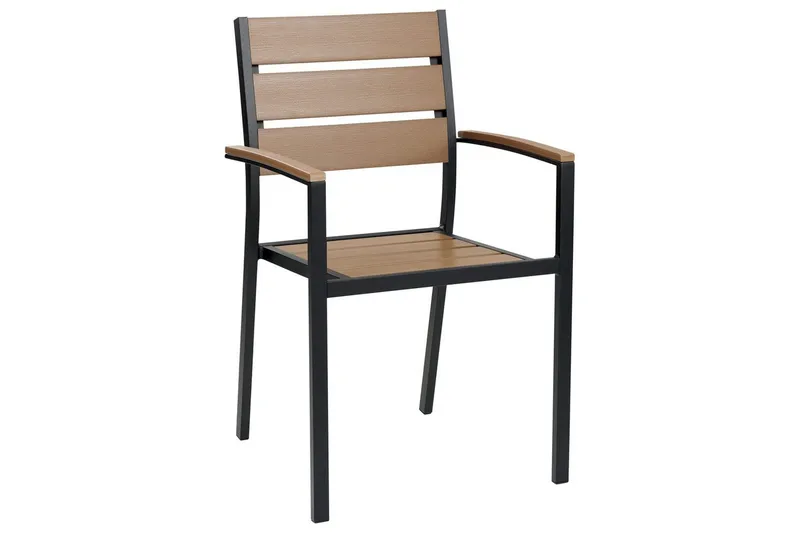 Matsalsset Beliani Vernio Ljus trä/svart Light wood||Black - Havemøbler - Udendørsgruppe - Havesæt