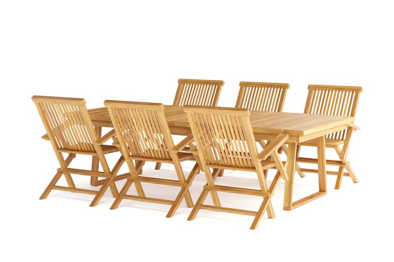 Menorca Spisegruppe Udendørs med 6 Menorca Armstole - Træ/natur - Havemøbler - Udendørsgruppe - Havesæt