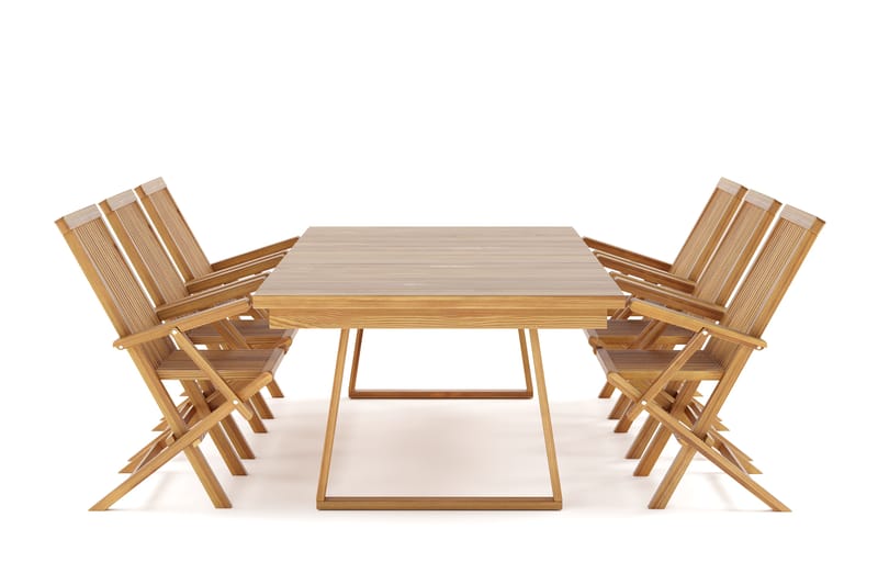 Menorca Spisegruppe Udendørs med 6 Menorca Armstole - Træ/natur - Havemøbler - Udendørsgruppe - Havesæt