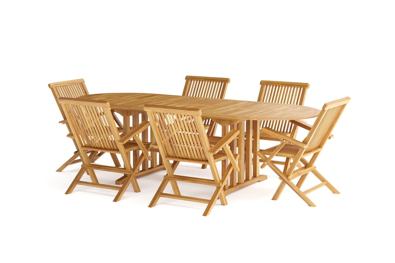 Menorca Spisegruppe Udendørs med 6 Menorca Armstole - Træ/natur - Havemøbler - Udendørsgruppe - Havesæt