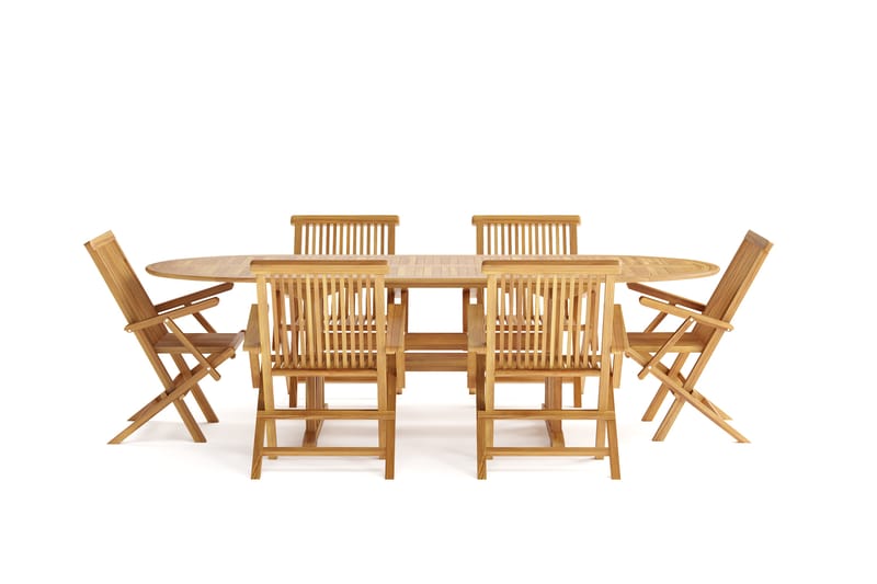 Menorca Spisegruppe Udendørs med 6 Menorca Armstole - Træ/natur - Havemøbler - Udendørsgruppe - Havesæt