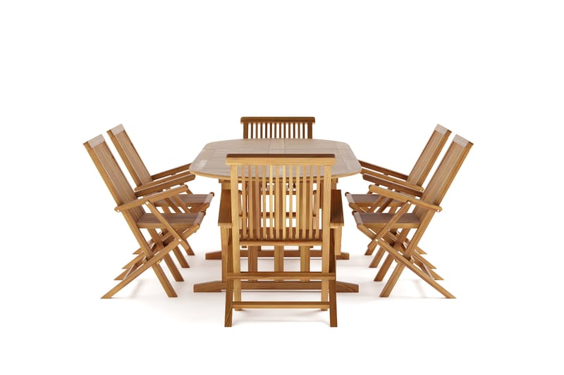 Menorca Spisegruppe Udendørs med 6 Menorca Armstole - Træ/natur - Havemøbler - Udendørsgruppe - Havesæt